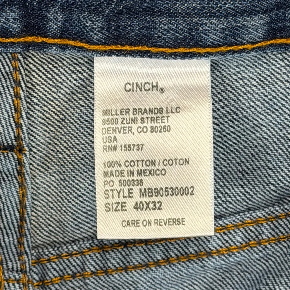Cinch Green Label Jeans Mens 40x32‎ Blue Denim Relaxed Fit Tapered Leg Western